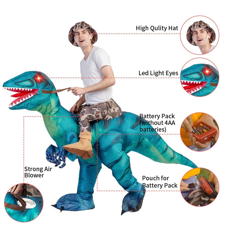 GOOSH Inflatable Dinosaur Costume for Adult Riding T Rex Funny Blow up Women Man Costume for Halloween Fancy Dress Party Cosplay - Image 4